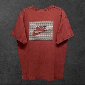 Vintage 90s Nike Faded Red Box Logo Textured T-Shirt // L